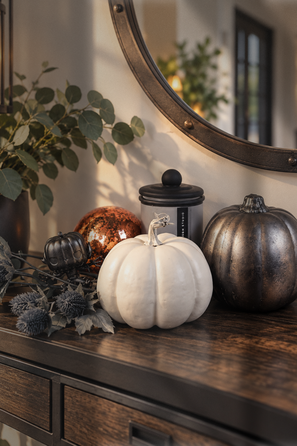 faux metal pumpkin home decor, This Geek Life Blog