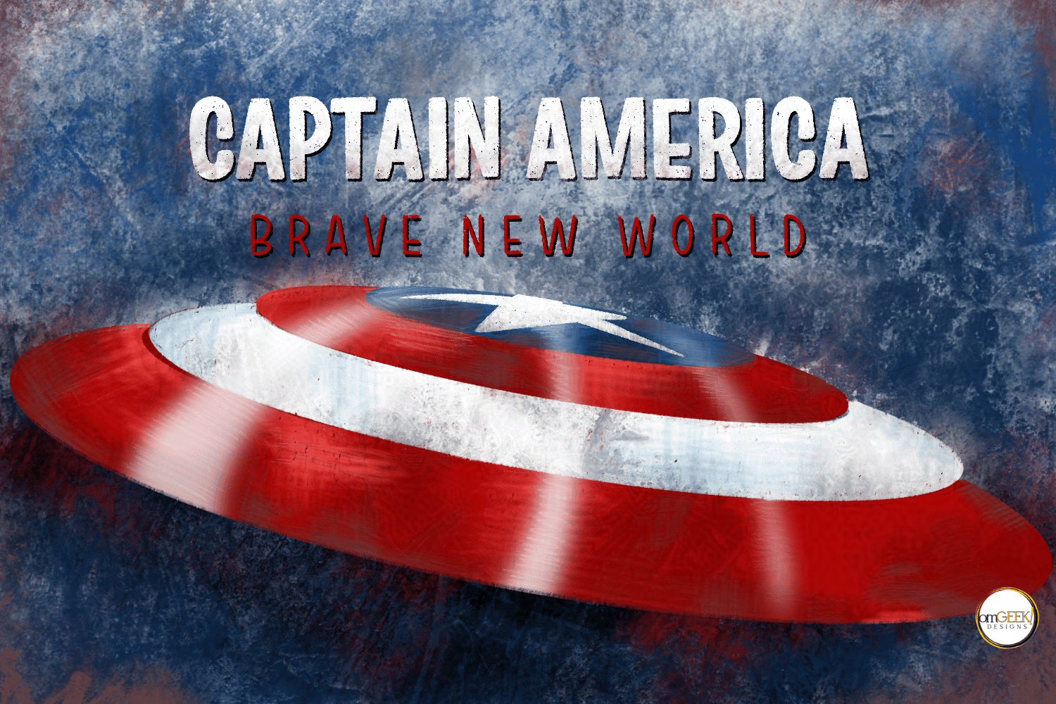 Captain America: Brave New World movie review original image with Shield by OMGeek Designs