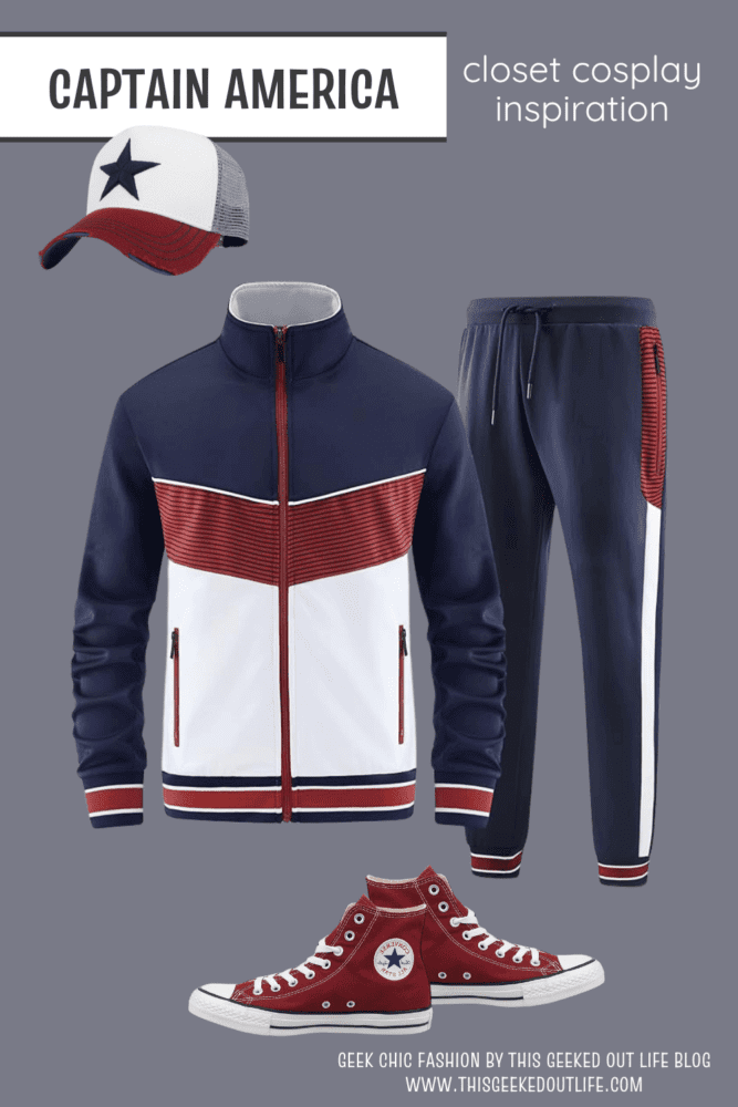 this image has geek style and geek chic fashion inspiration for casual and closet cosplay from Captain America Brave New World