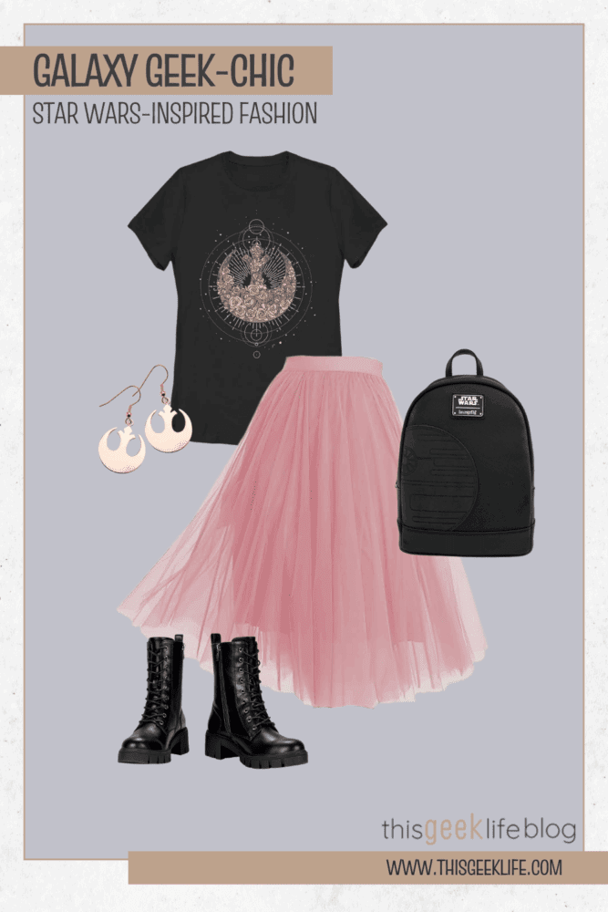 Pink Star Wars Rebel Midi Skirt and Combat Boots, Galaxy Geek-Chic, This Geek Life Blog