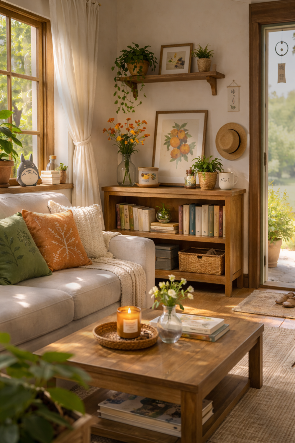 A cozy Ghibli-inspired living room spring refresh, This Geek Life Blog