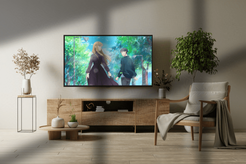 A cozy living room television with A Galaxy Next Door playing on This Geek Life Blog.