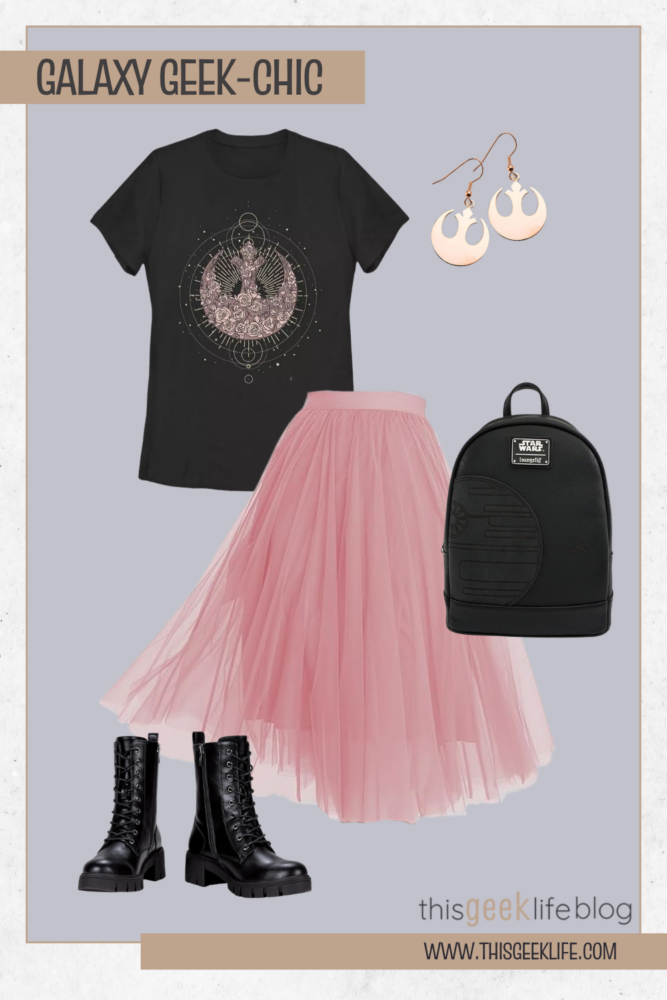 Midi Skirt and Combat Boots, Galaxy Geek-Chic, This Geek Life Blog Pin