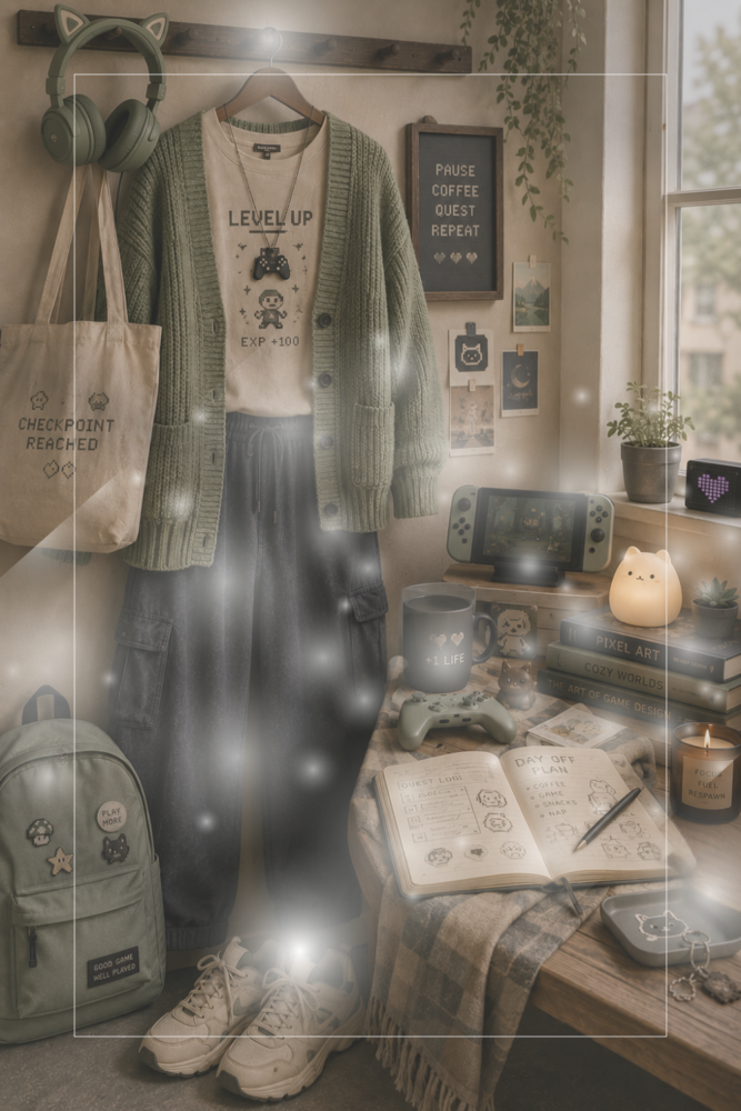 Soft Gamer Neutrals Style Story outfit idea from This Geek Life Blog