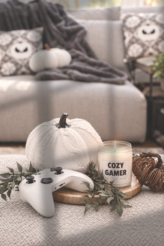 a cozy living room fall decor picture from this geek life blog