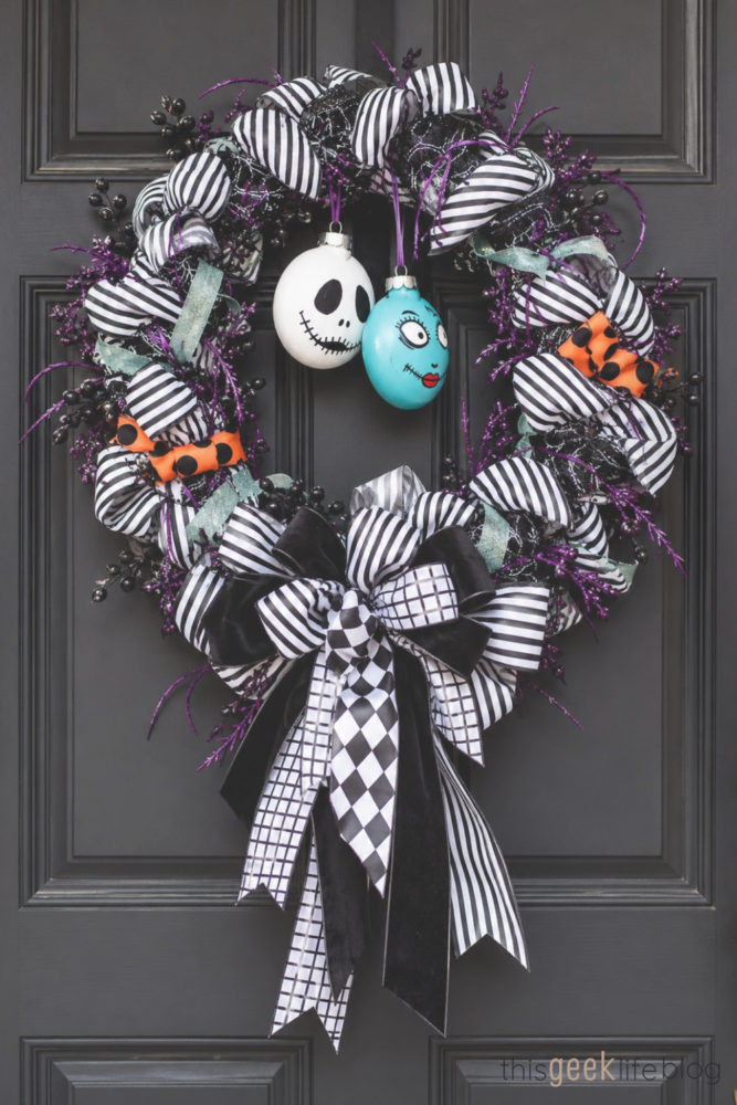 Jack and Sally Falloween Wreath from This Geek Life Blog