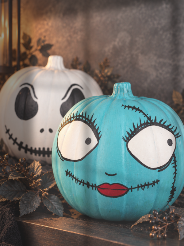 Jack and Sally Painted Pumpkins from This Geek Life Blog