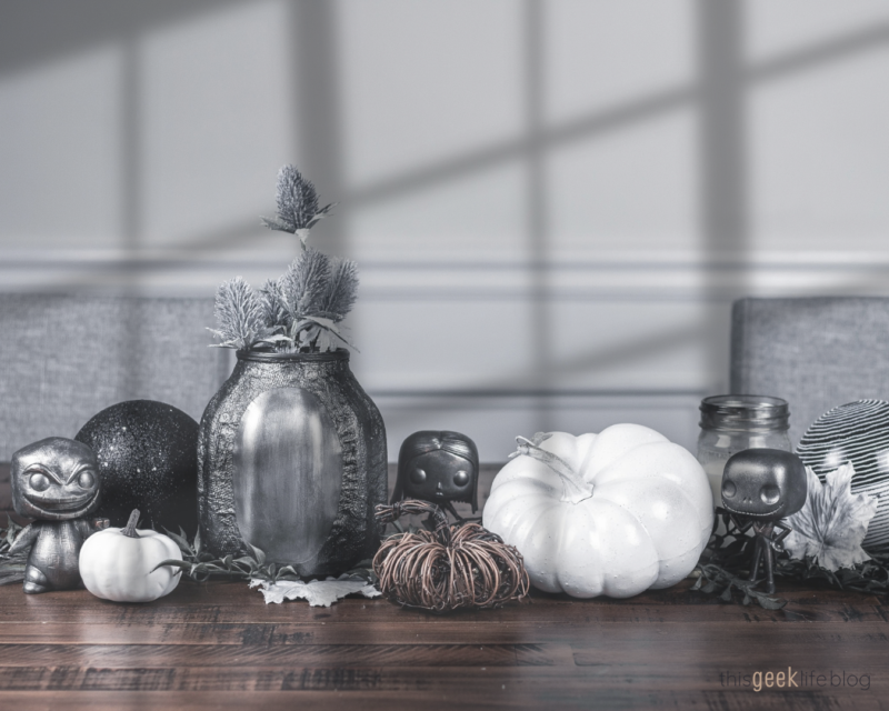 The Nightmare Before Christmas Faux Metal Funko Pops Fall Table Decor on This Geek Life Blog