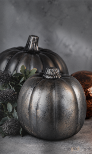 Pumpkin Home Decor You Can Paint Yourself DIY Faux Metal Pumpkin from This Geek Life Blog