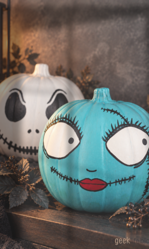 DIY Painted Pumpkins Inspired by The Nightmare Before Christmas Jack and Sally Painted Pumpkins from This Geek Life Blog
